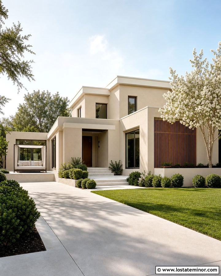Sand Stucco House With Canopy Daybed - 30 Sand House Design With Daybed Ideas