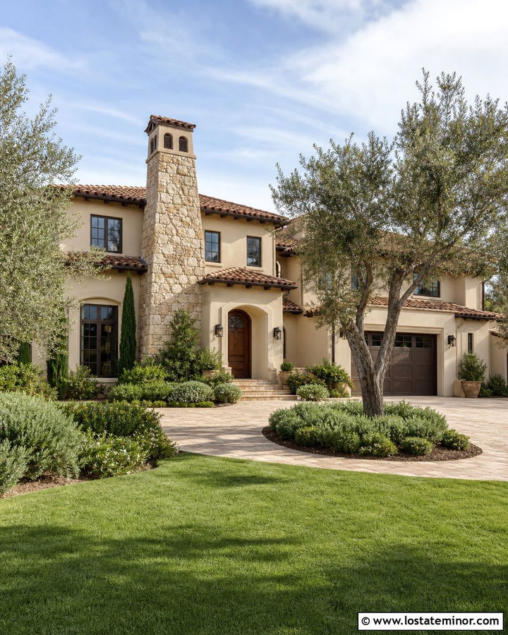Sand Stucco House With Stone Chimney - 30 Sand House Design With Chimney Ideas
