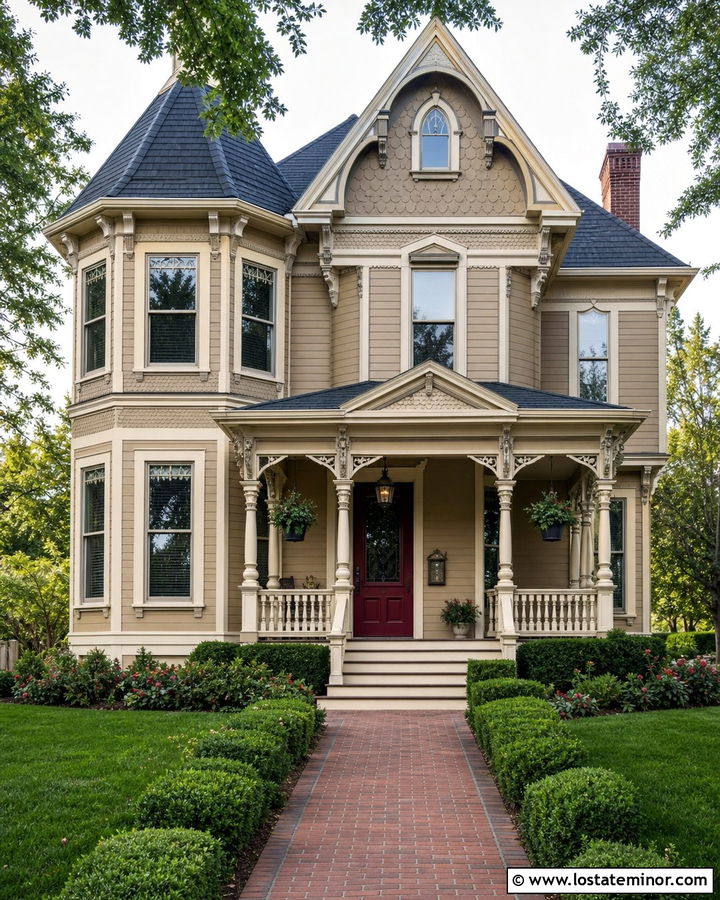 Sand Victorian House With Brass Mailbox - 30 Sand House Design With Mailbox Ideas