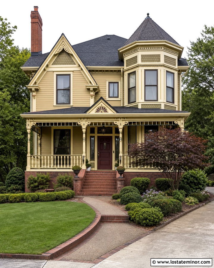 Sand Victorian House With Decorative Brick - 30 Sand House Design With Brick Accents Ideas