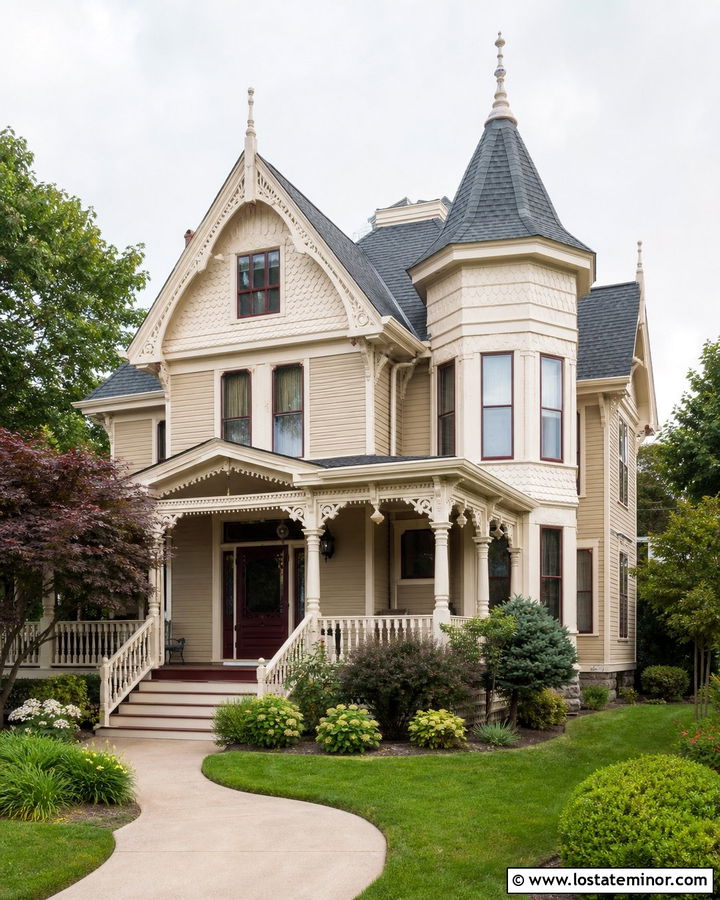 Sand Victorian House With Detailed Front Porch - 30 Sand House Design With Front Porch Ideas