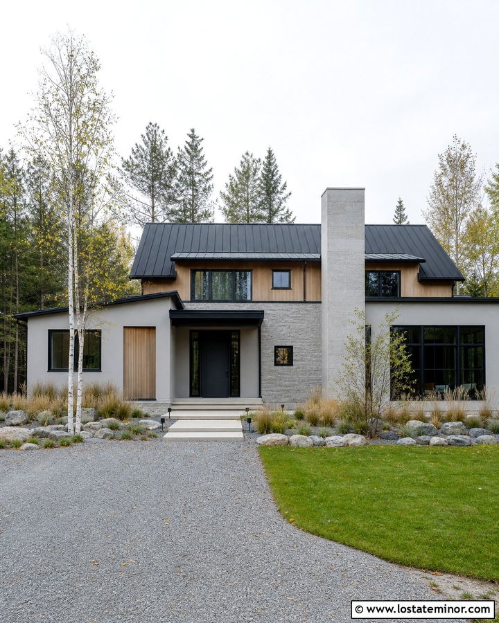 Scandinavian Stone House With Minimal Chimney - 30 Stone House Design With Chimney Ideas