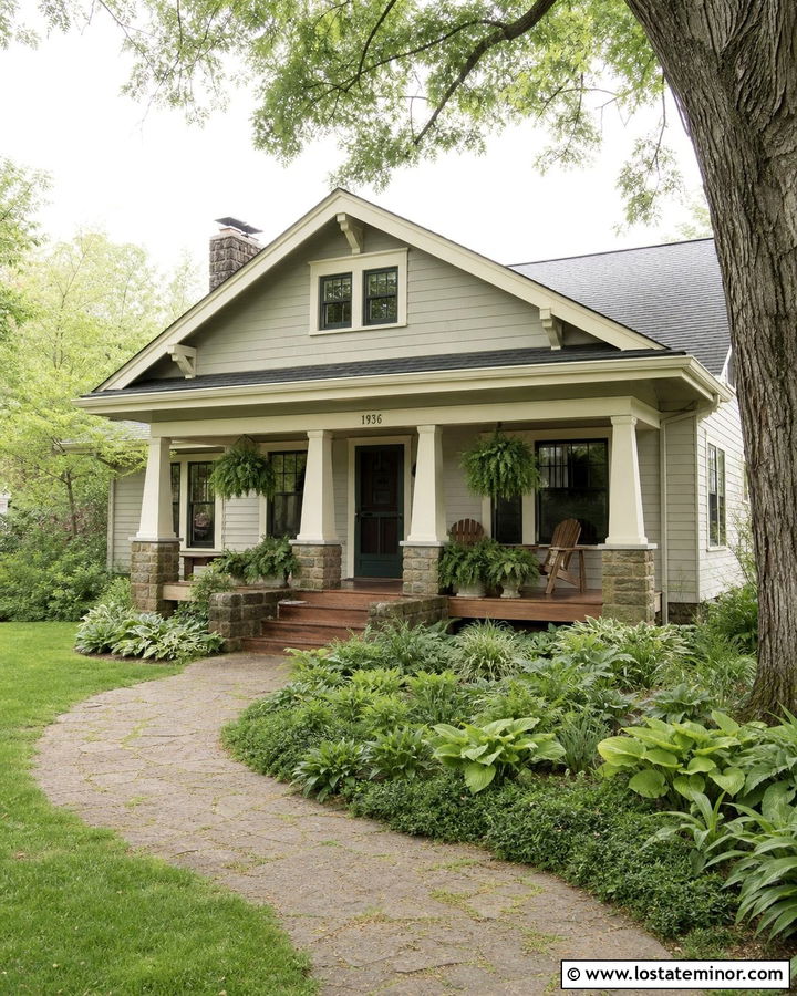 Seapearl Bungalow With Forest Green Screen Door - 30 Warm White House Design With Screen Door Ideas