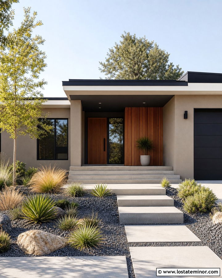 Shiitake Beige House With Charcoal Porch Ceiling - 30 Beige House Design With Porch Ceiling Ideas