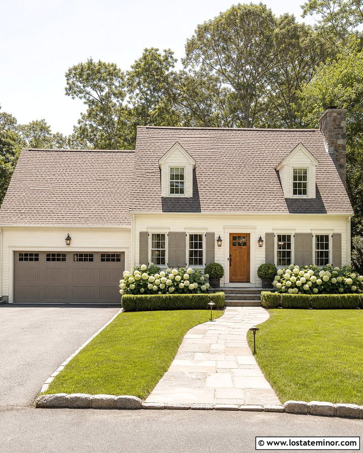 Shoji White House With Greige Garage Door - 30 Beige House Design With Garage Door Ideas