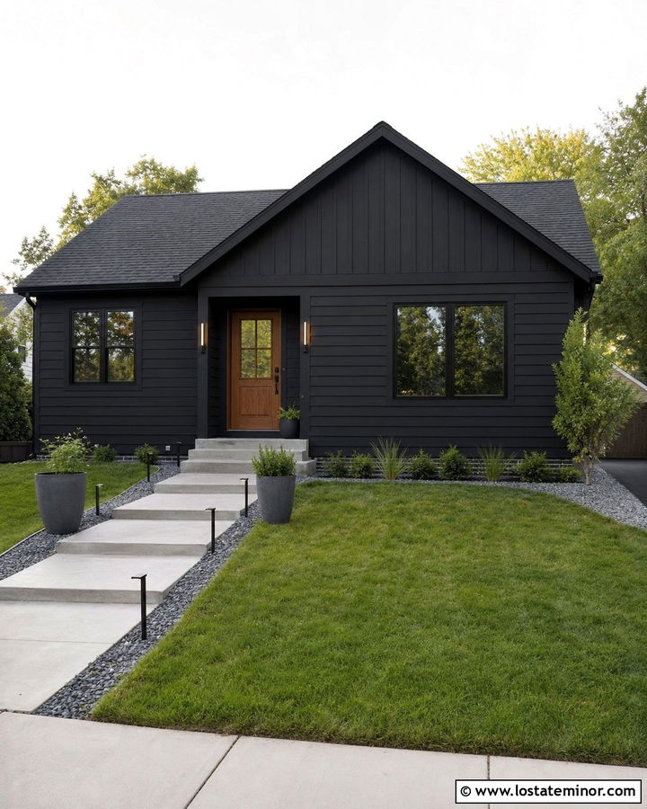 Simple Black Gable House On A Budget - 30 Black House Design With Gables Ideas