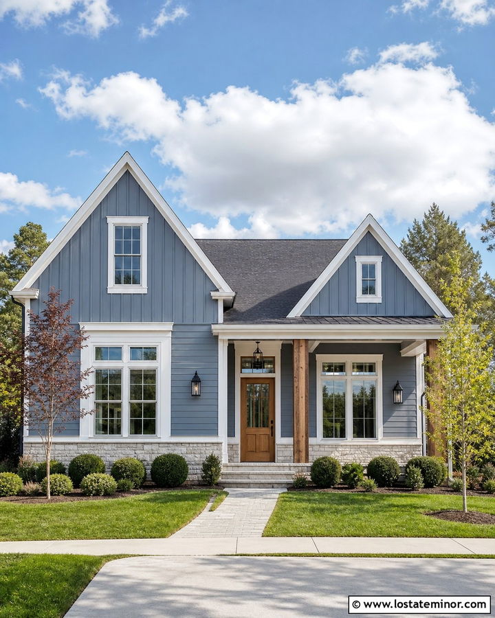Slate Blue Board And Batten Gable Accents - 30 Slate Blue House Design With Board and Batten Ideas