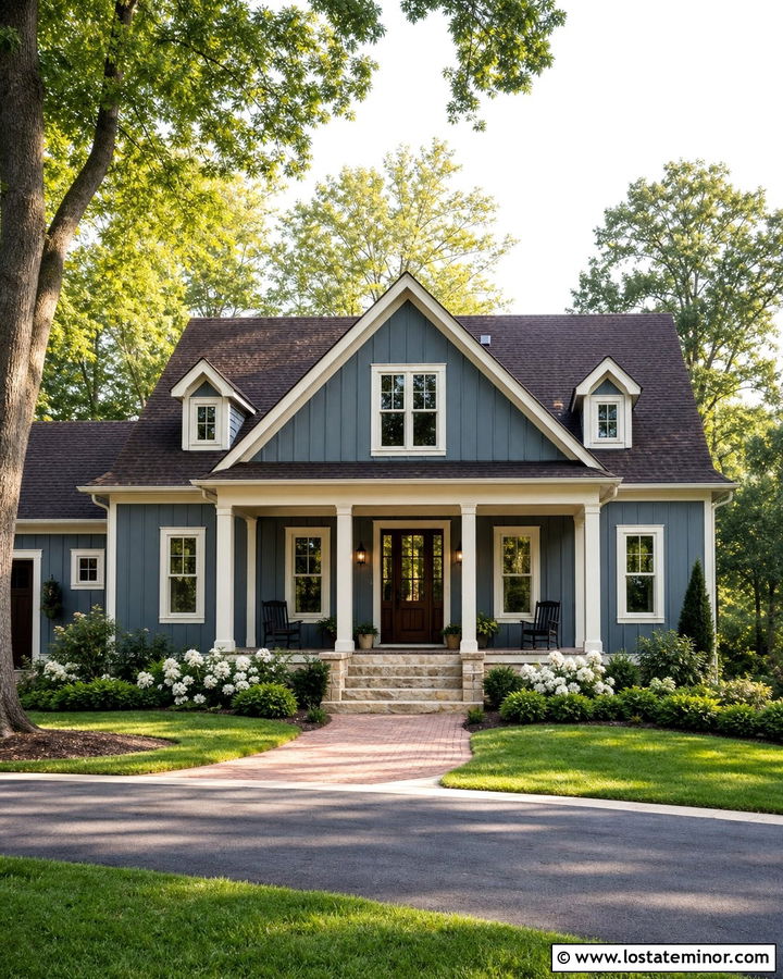Slate Blue Board And Batten With Cream Trim - 30 Slate Blue House Design With Board and Batten Ideas