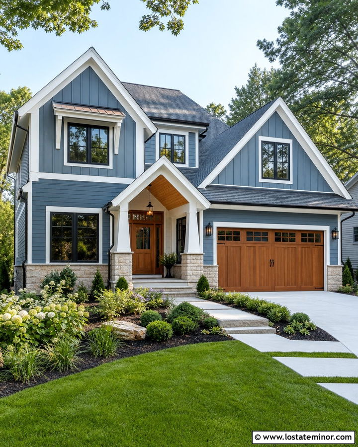 Slate Blue Board And Batten With Mixed Siding - 30 Slate Blue House Design With Board and Batten Ideas