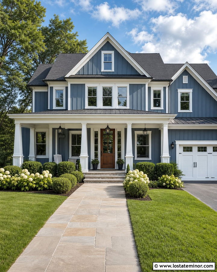 Slate Blue Board And Batten With White Trim - 30 Slate Blue House Design With Board and Batten Ideas