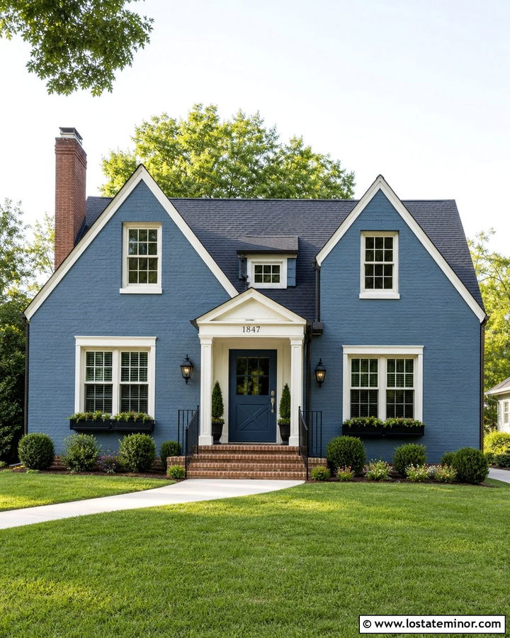Slate Blue Brick House With Blue Dutch Door - 30 Slate Blue House Design With Dutch Door Ideas