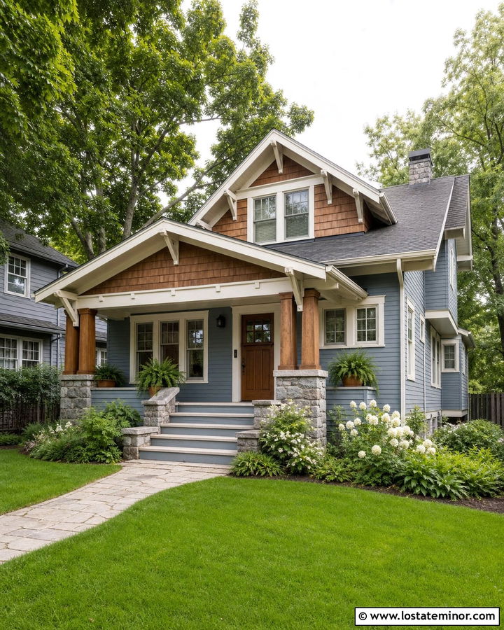 Slate Blue Bungalow With Cedar Shake Porch - 30 Slate Blue House Design With Cedar Shake Ideas
