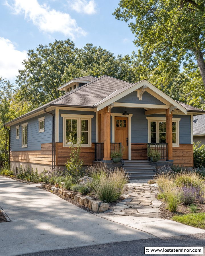 Slate Blue Bungalow With Cedar Wainscoting - 30 Slate Blue House Design With Wainscoting Ideas