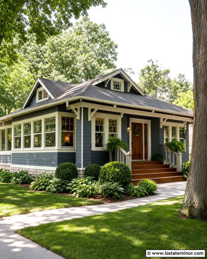 Slate Blue Bungalow With Wraparound Sunroom - 30 Slate Blue House Design With Sunroom Ideas