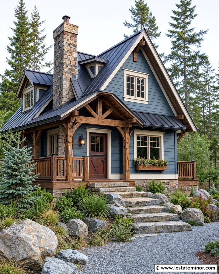Slate Blue Cabin With Brown Dutch Door - 30 Slate Blue House Design With Dutch Door Ideas