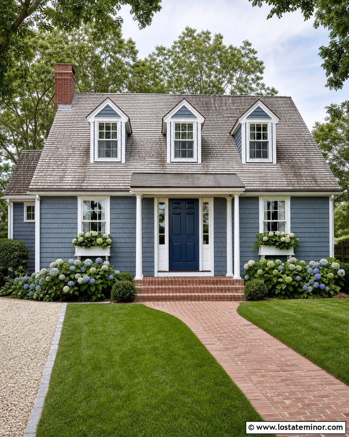 Slate Blue Cape Cod House With Front Porch - 30 Slate Blue House Design With Front Porch Ideas