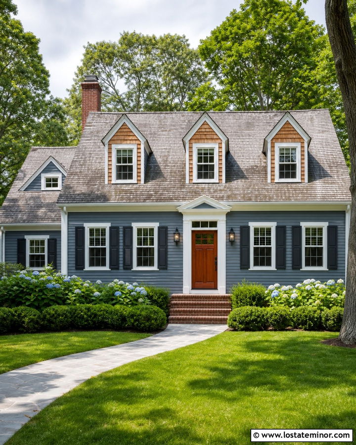Slate Blue Cape Cod With Cedar Shake Dormers - 30 Slate Blue House Design With Cedar Shake Ideas