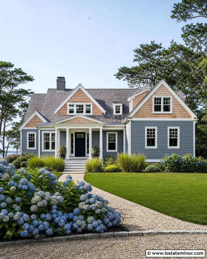 Slate Blue Cape Cod With Cedar Shakes - 30 Slate Blue House Design With Siding Ideas