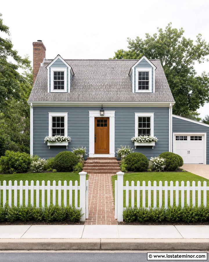 Slate Blue Cape Cod With Entry Lantern - 30 Slate Blue House Design With Lighting Ideas