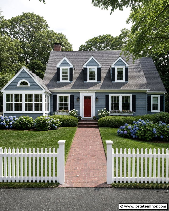 Slate Blue Cape Cod With Gabled Sunroom - 30 Slate Blue House Design With Sunroom Ideas