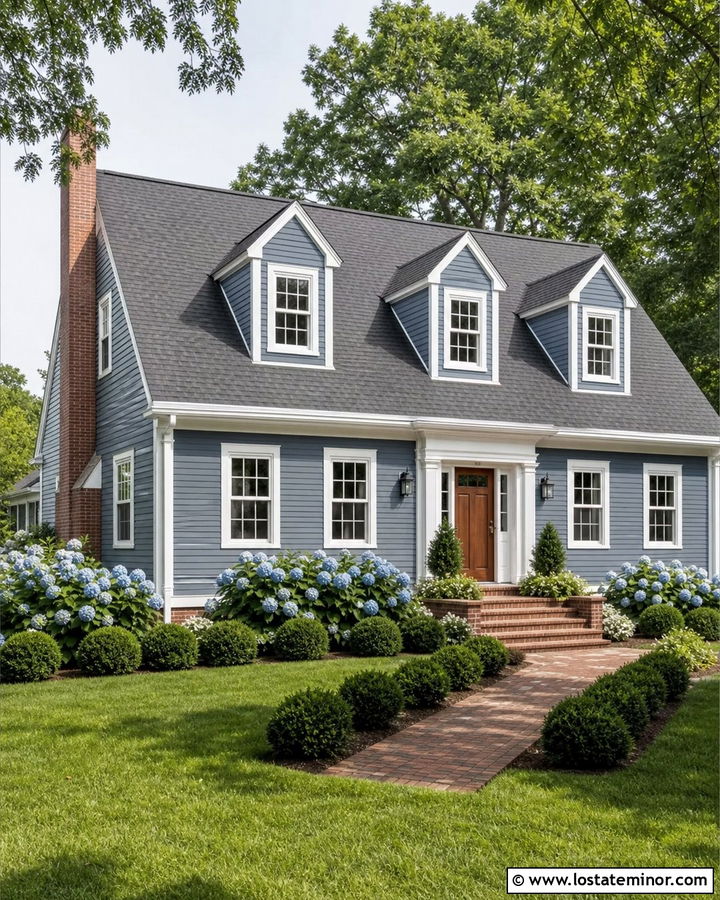 Slate Blue Cape Cod With White Dormers - 30 Slate Blue House Design With Dormers Ideas