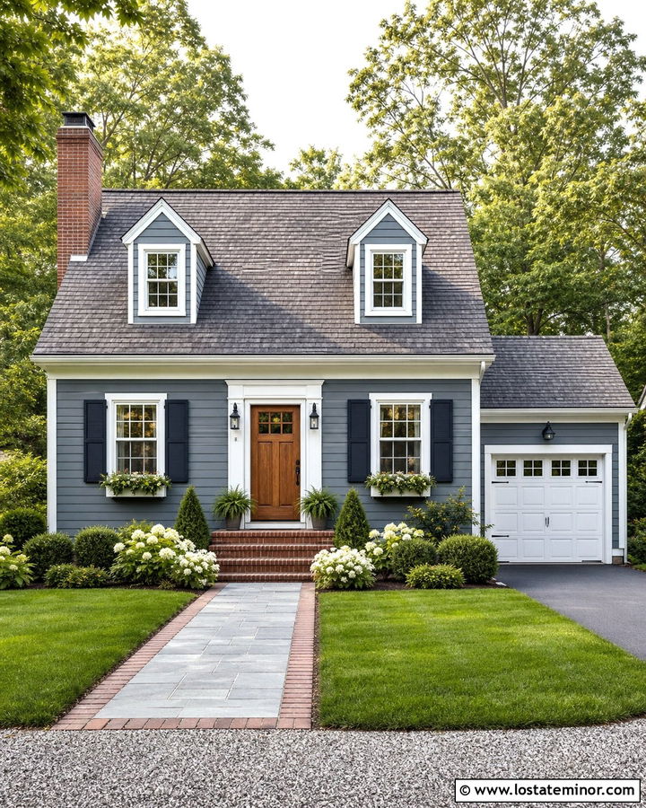 Slate Blue Cape Cod With White Trim - 30 Slate Blue House Design With Accents Ideas