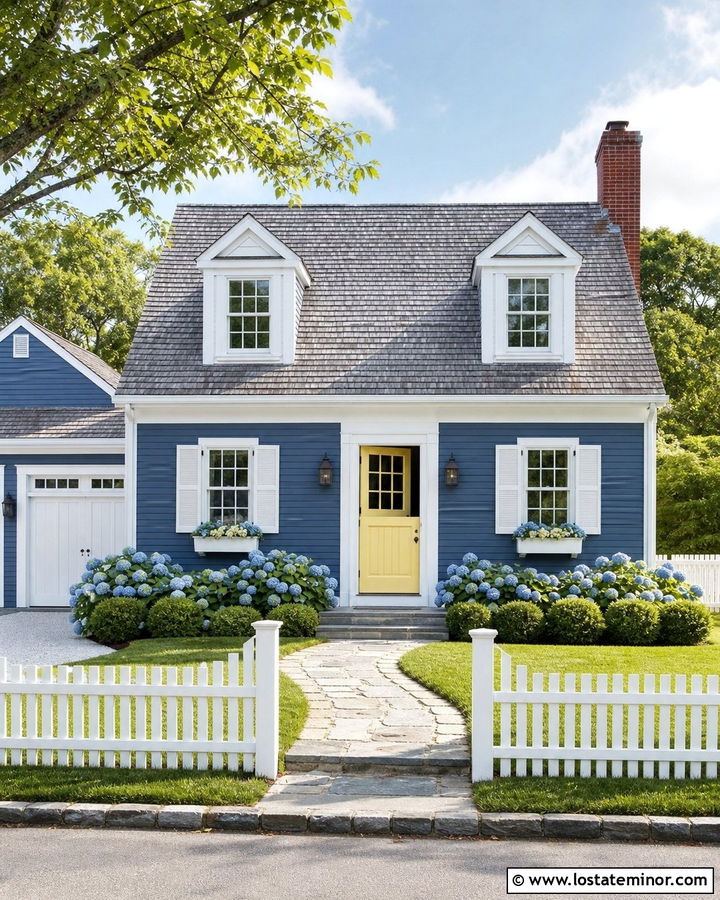 Slate Blue Cape Cod With Yellow Dutch Door - 30 Slate Blue House Design With Dutch Door Ideas