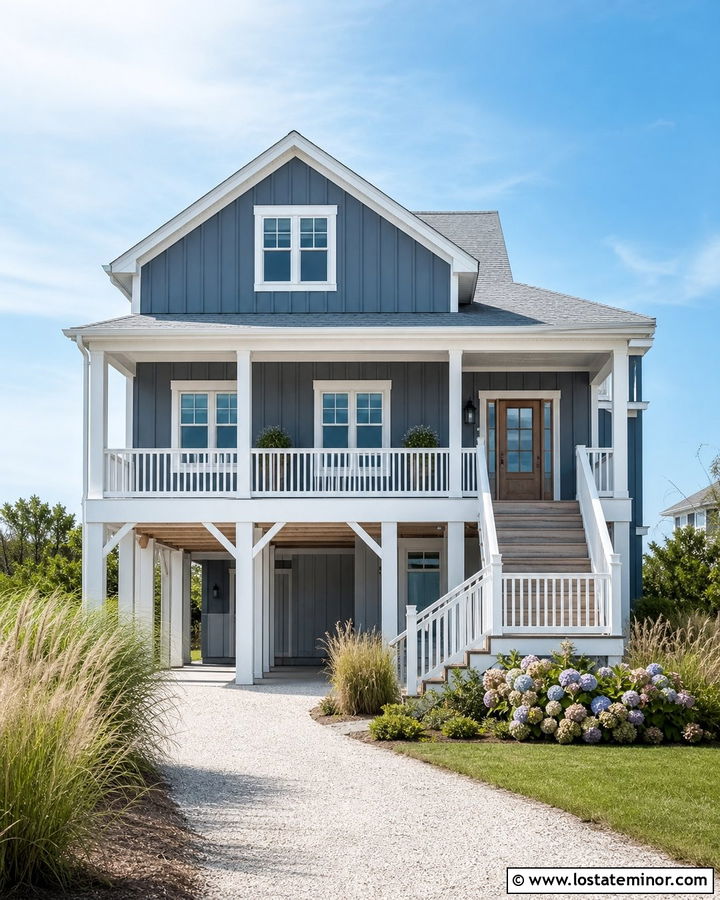 Slate Blue Coastal Board And Batten - 30 Slate Blue House Design With Board and Batten Ideas