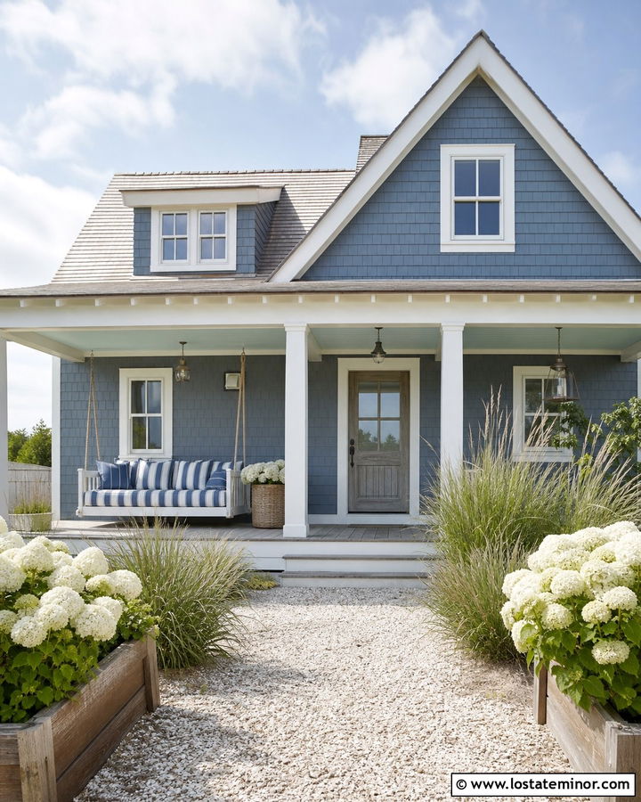 Slate Blue Coastal Cottage With Rope Daybed - 30 Slate Blue House Design With Daybed Ideas