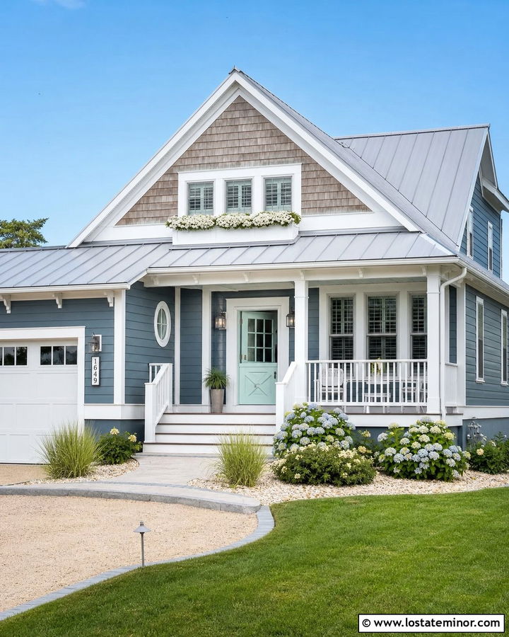 Slate Blue Coastal House With Aqua Dutch Door - 30 Slate Blue House Design With Dutch Door Ideas