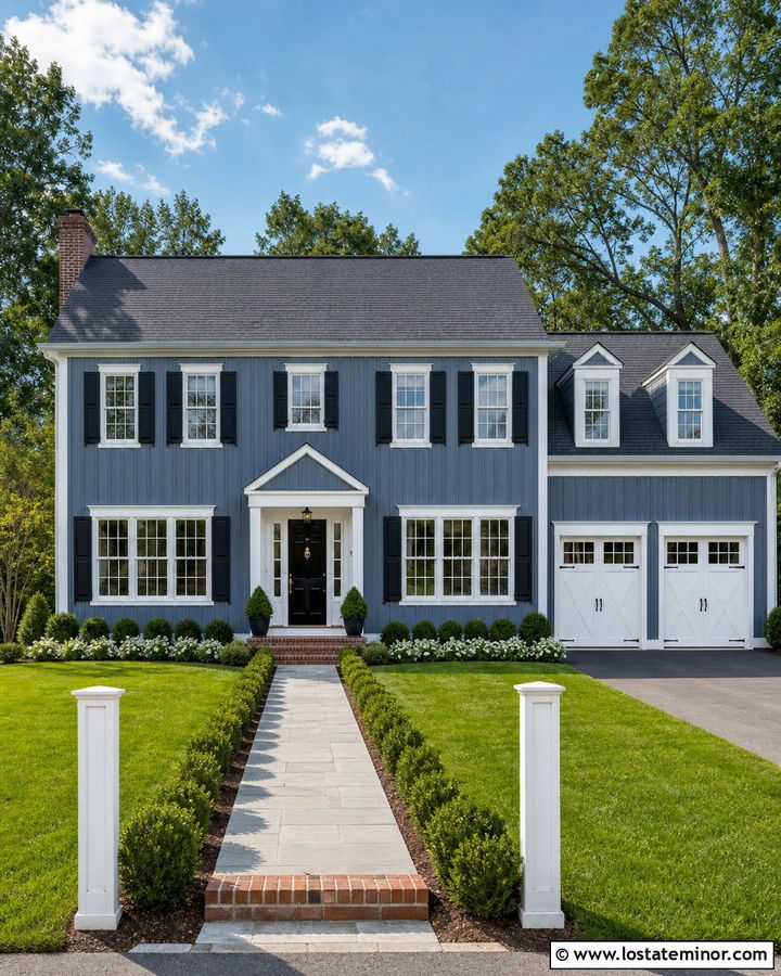 Slate Blue Colonial Board And Batten - 30 Slate Blue House Design With Board and Batten Ideas