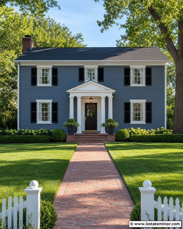 Slate Blue Colonial With Black Dutch Door - 30 Slate Blue House Design With Dutch Door Ideas