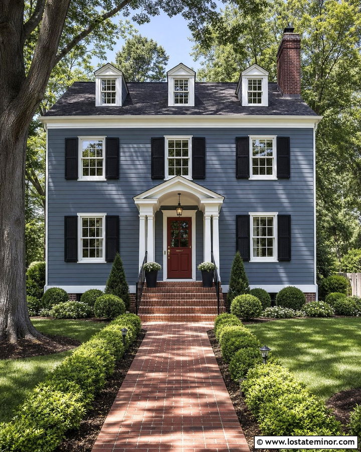 Slate Blue Colonial With Red Dutch Door - 30 Slate Blue House Design With Dutch Door Ideas