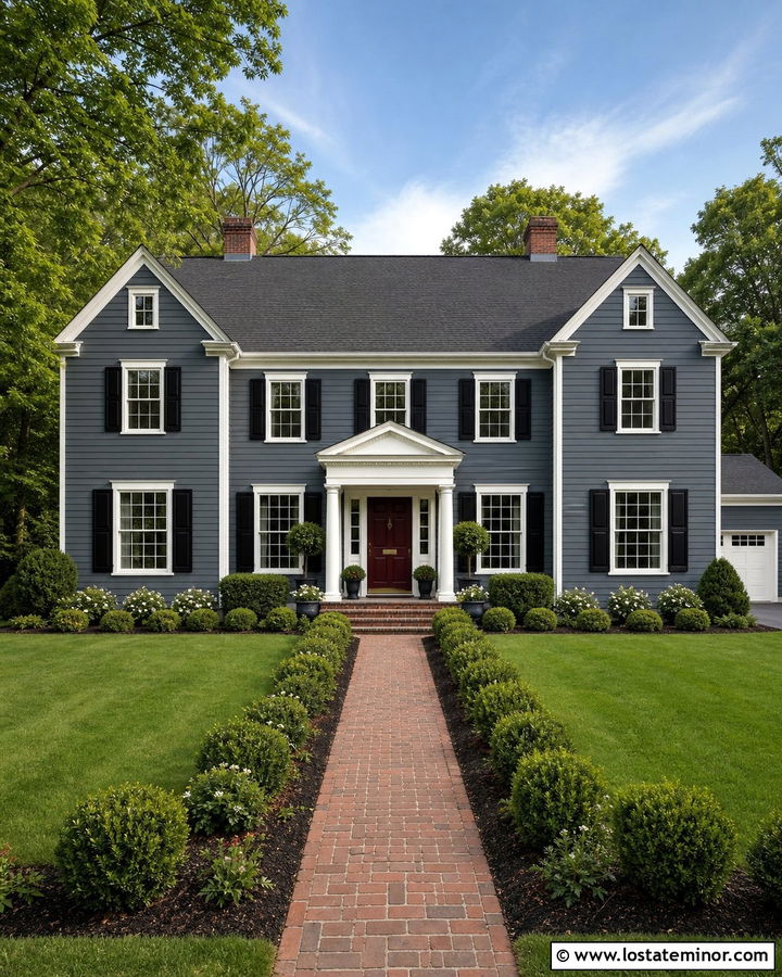 Slate Blue Colonial With Side Gables - 30 Slate Blue House Design With Gables Ideas