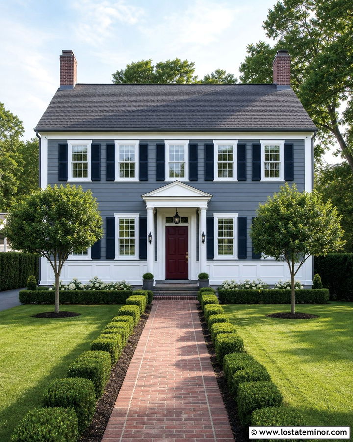 Slate Blue Colonial With White Wainscoting - 30 Slate Blue House Design With Wainscoting Ideas