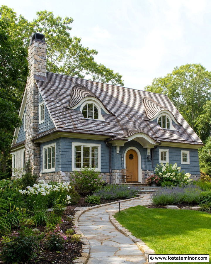 Slate Blue Cottage With Eyebrow Dormers - 30 Slate Blue House Design With Dormers Ideas