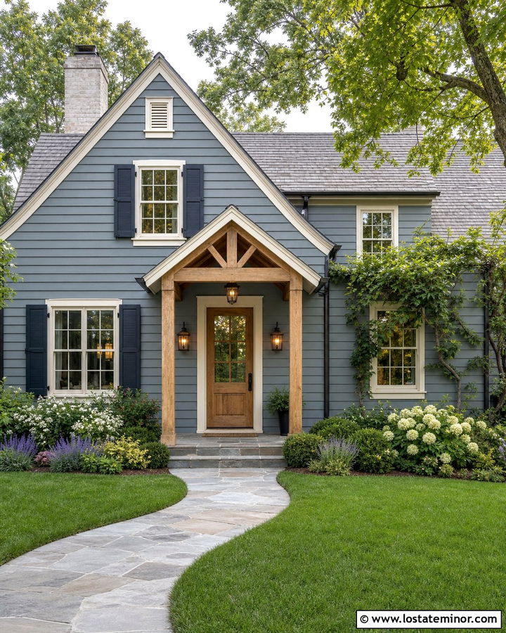 Slate Blue Cottage With Front Porch - 30 Slate Blue House Design With Front Porch Ideas