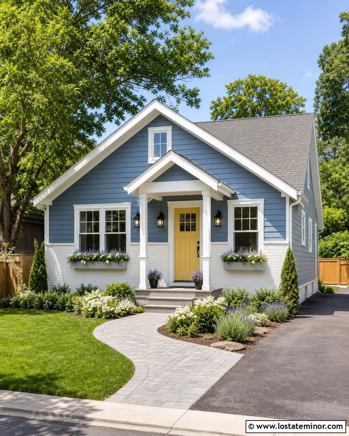 Slate Blue Cottage With Painted Brick Wainscoting - 30 Slate Blue House Design With Wainscoting Ideas