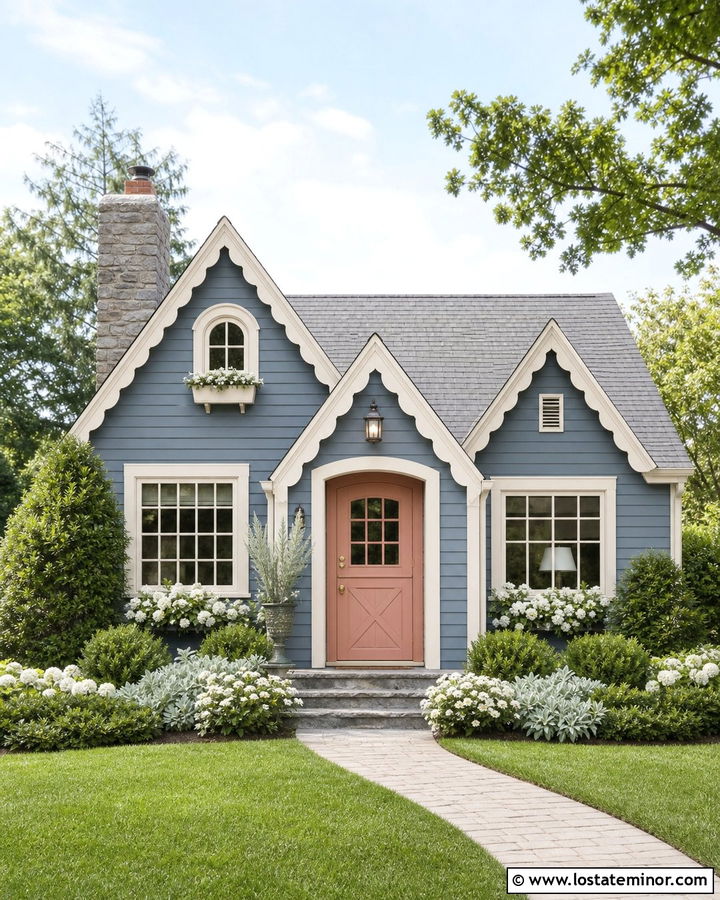 Slate Blue Cottage With Pink Dutch Door - 30 Slate Blue House Design With Dutch Door Ideas