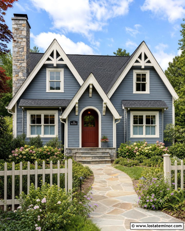 Slate Blue Cottage With Steep Gables - 30 Slate Blue House Design With Gables Ideas