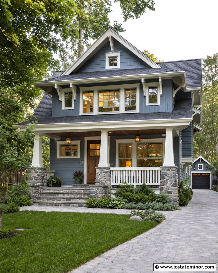 Slate Blue Craftsman Board And Batten - 30 Slate Blue House Design With Board and Batten Ideas