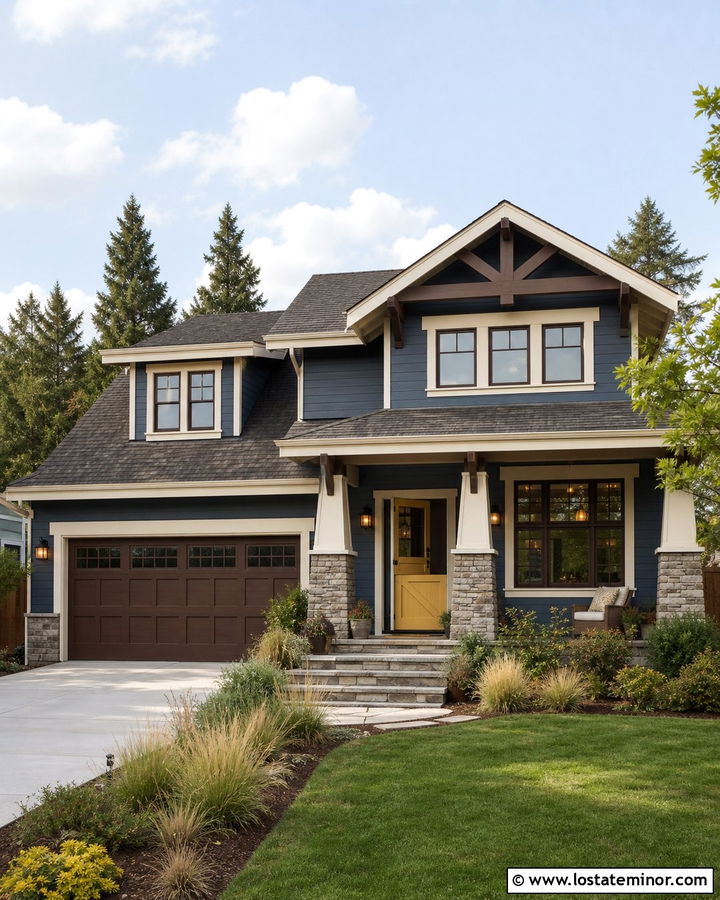 Slate Blue Craftsman With Mustard Dutch Door - 30 Slate Blue House Design With Dutch Door Ideas