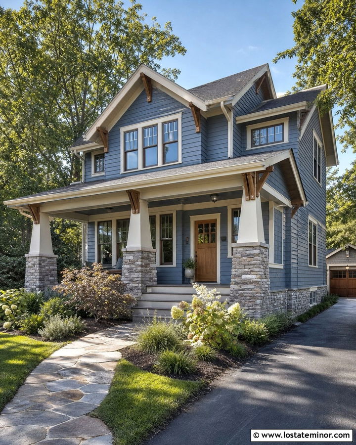 Slate Blue Craftsman With Wood Dutch Door - 30 Slate Blue House Design With Dutch Door Ideas