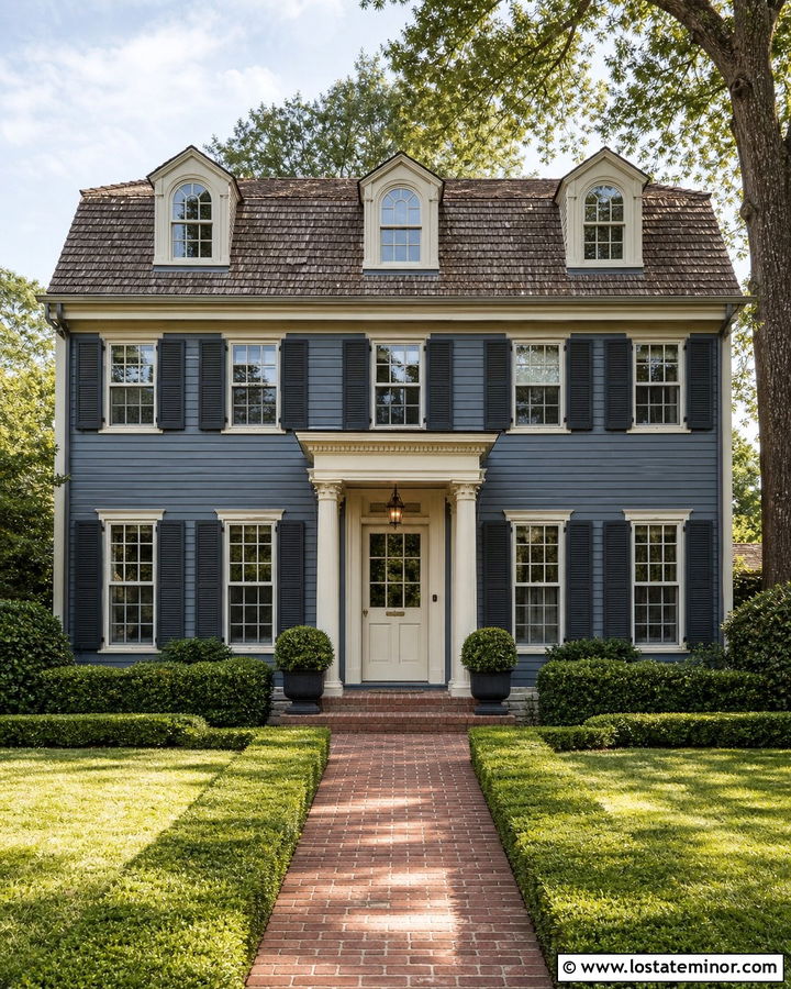 Slate Blue Dutch Colonial With Cream Dutch Door - 30 Slate Blue House Design With Dutch Door Ideas