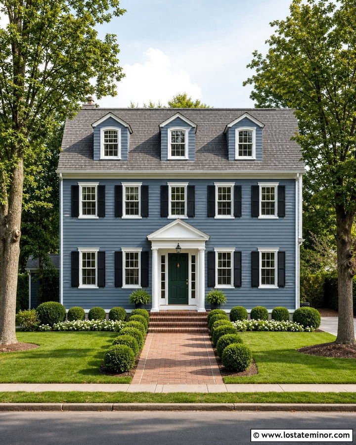 Slate Blue Dutch Colonial With Gambrel Dormers - 30 Slate Blue House Design With Dormers Ideas