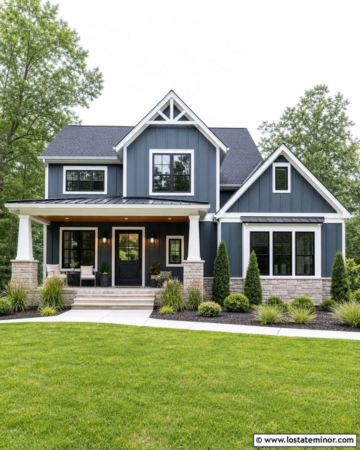 Slate Blue Farmhouse With Black Dutch Door - 30 Slate Blue House Design With Dutch Door Ideas