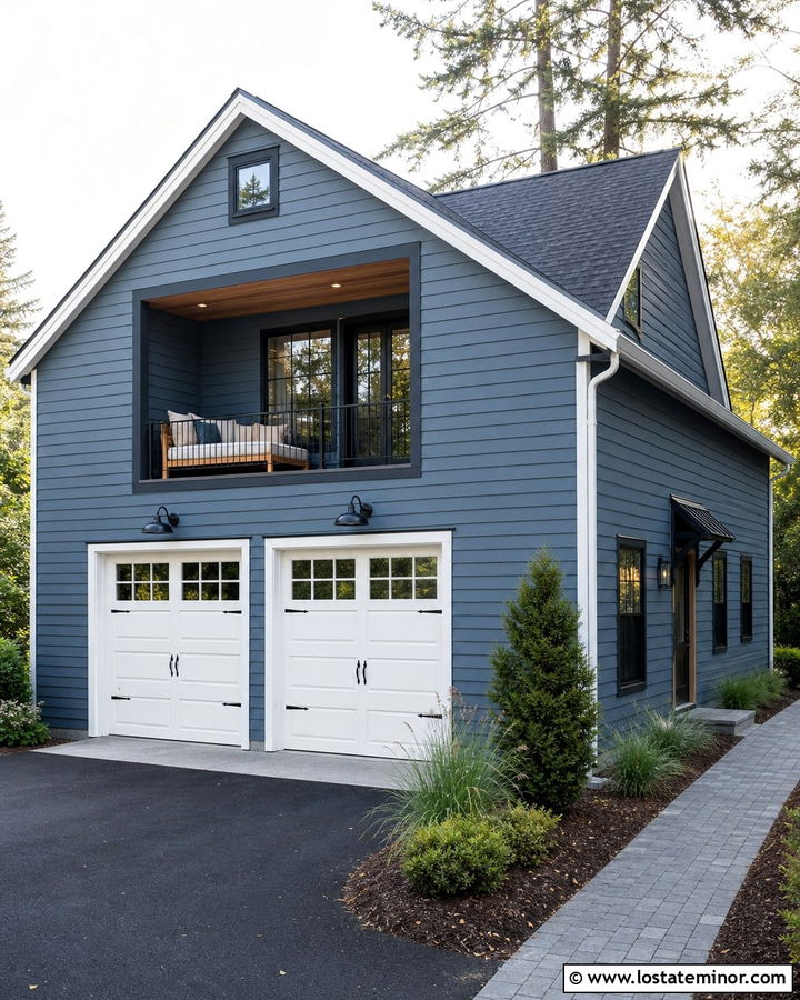 Slate Blue Garage Apartment With Balcony Daybed - 30 Slate Blue House Design With Daybed Ideas