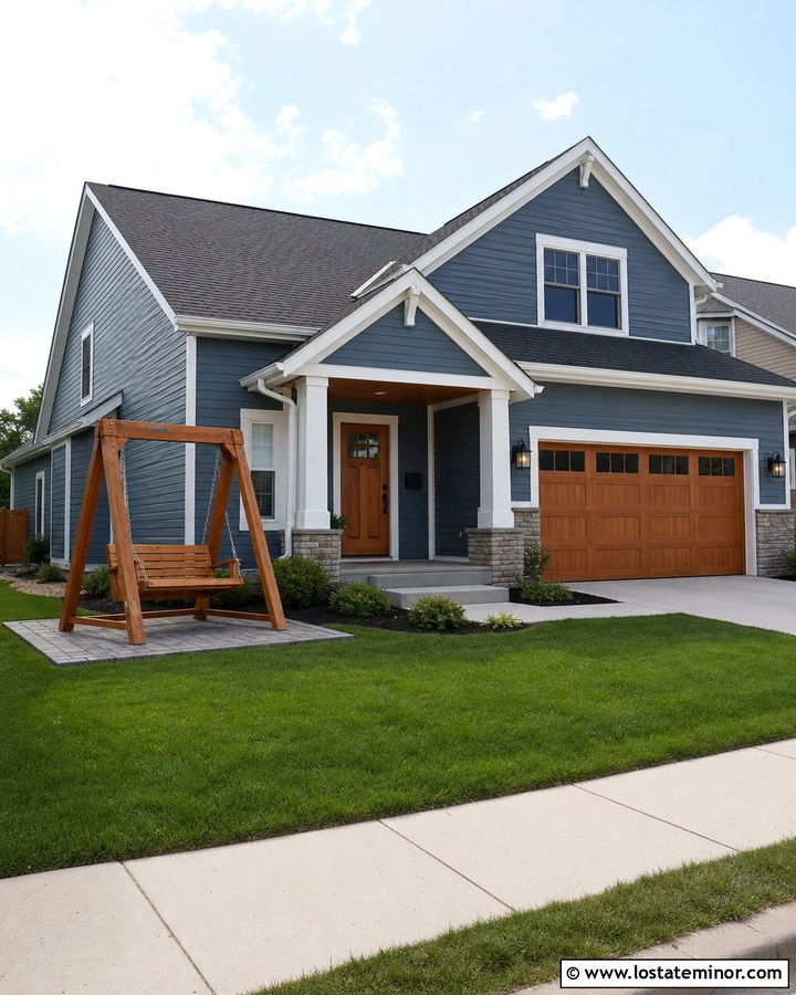 Slate Blue House With A Frame Swing - 30 Slate Blue House Design With Swing Ideas