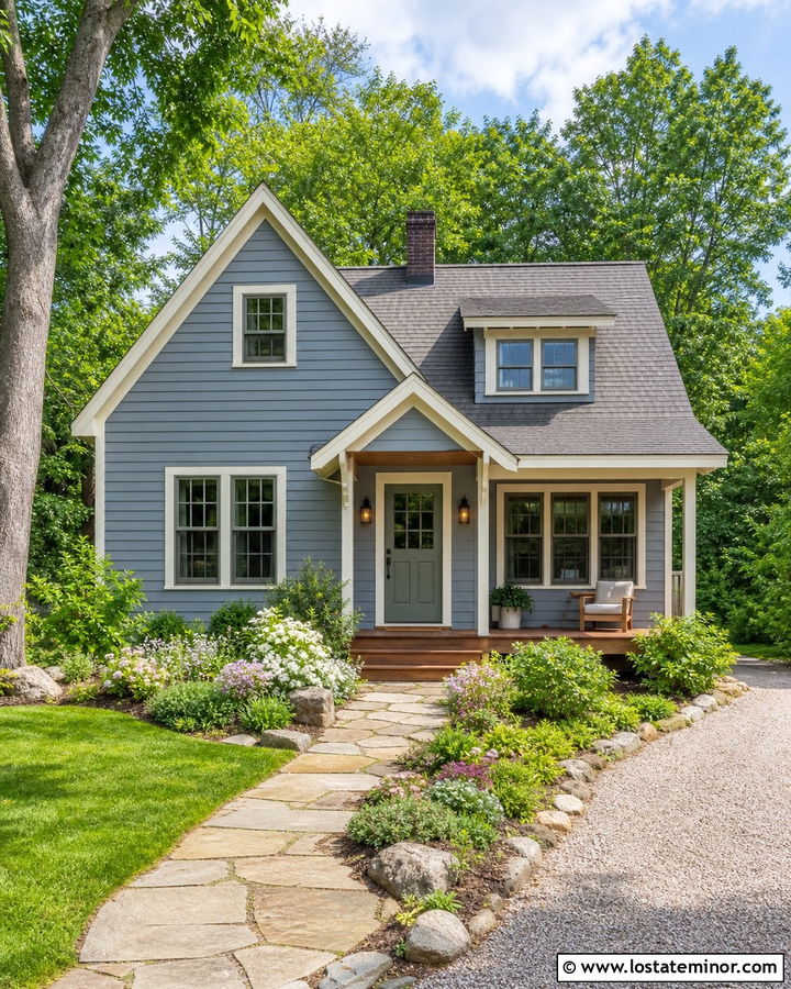 Slate Blue House With A Sage Door And Gray Shingles - 30 Slate Blue House Design With Shingles Ideas