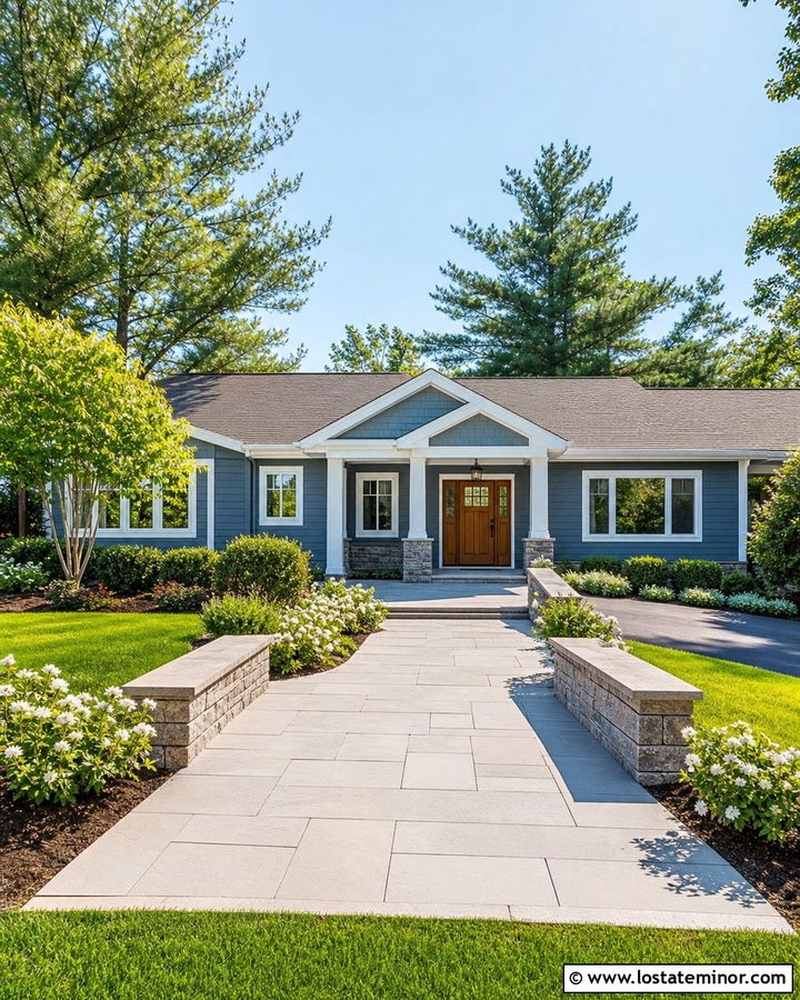 Slate Blue House With Accessible Walkway - 30 Slate Blue House Design With Walkway Ideas